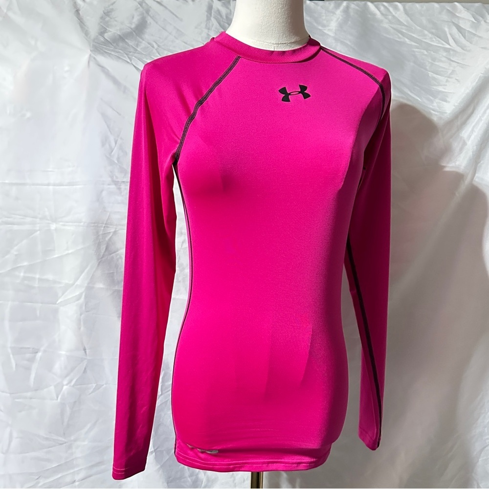 👉 Under Armour HeatGear Compression Long Sleeve Mock Neck Top Pink Women’s S